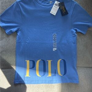 Ralph Lauren Blue Tee with Gold Logo